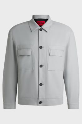 Modern-fit jacket in stretch twill, Light Grey