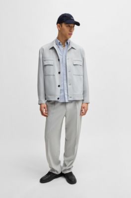 Modern-fit jacket in stretch twill, Light Grey