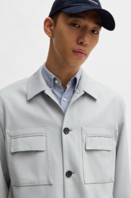 Modern-fit jacket in stretch twill, Light Grey