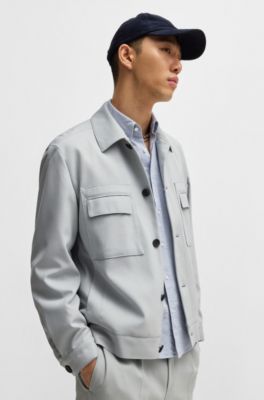 Modern-fit jacket in stretch twill, Light Grey