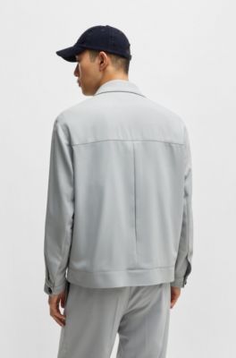Modern-fit jacket in stretch twill, Light Grey
