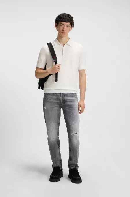 Jean Tapered en denim usé gris