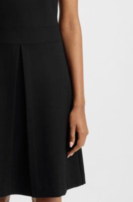 Sleeveless jersey dress with pleated skirt, Black