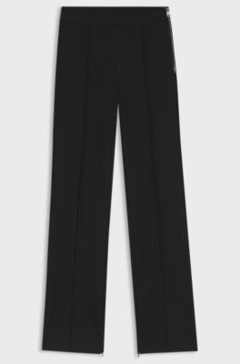 Flared trousers in Punto Milano jersey with front seam, Black