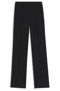 Flared trousers in Punto Milano jersey with front seam, Black