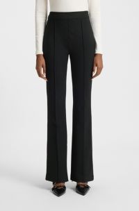 Flared trousers in Punto Milano jersey with front seam, Black