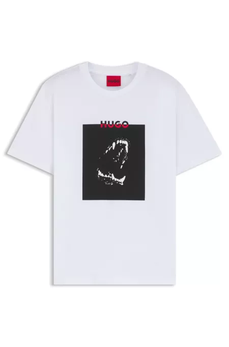 Cotton-jersey T-shirt with Dobermann print