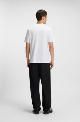 Cotton-jersey T-shirt with Dobermann print, White