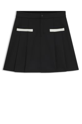 Pleated jersey skirt with colour-blocked details, Black