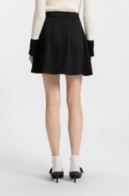 Pleated jersey skirt with colour-blocked details, Black