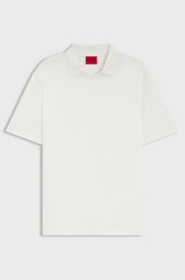 Relaxed-fit polo shirt in mercerised stretch-cotton piqu&eacute;, White