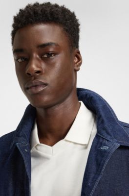 Relaxed-fit polo shirt in mercerised stretch-cotton piqu&eacute;, White