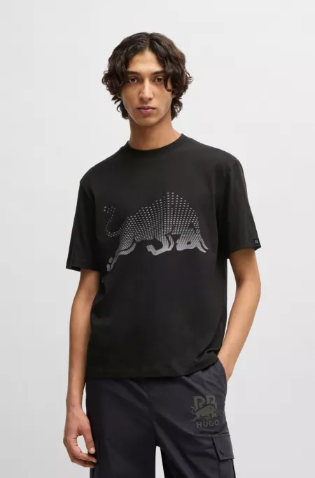HUGO x RB cotton-jersey T-shirt with degradé bull graphic