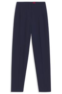 Regular-fit trousers in stretch fabric with carrot leg, Dark Blue