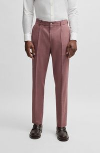 Formal trousers in a patterned wool blend with silk, Dark pink