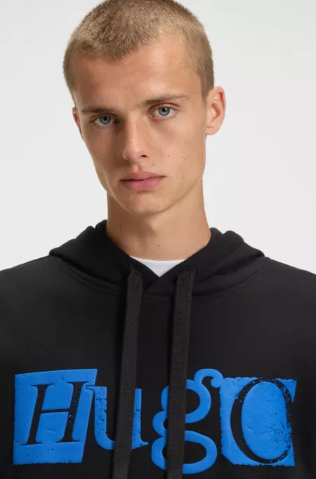 Cotton-terry hoodie with puff-print logo