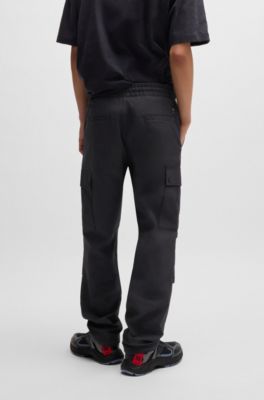HUGO x RB regular-fit trousers with carbon stealth logo, Black