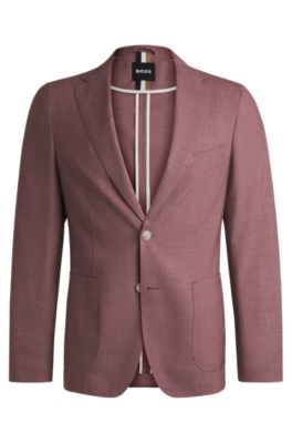 Slim-fit suit jacket in a patterned wool blend, light pink