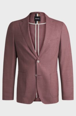 Slim-fit suit jacket in a patterned wool blend, light pink