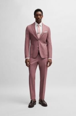 Slim-fit suit jacket in a patterned wool blend, light pink