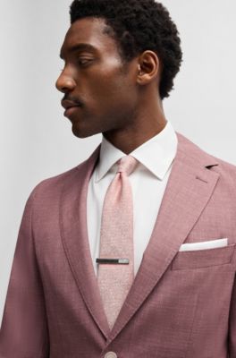 Slim-fit suit jacket in a patterned wool blend, light pink