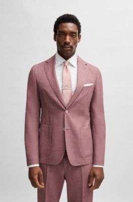 Giacca slim fit in misto lana con motivo, Rosa chiaro