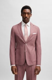 Giacca slim fit in misto lana con motivo, Rosa chiaro