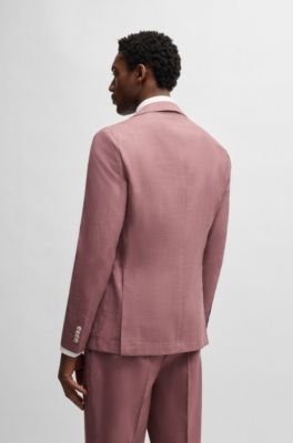 Slim-fit suit jacket in a patterned wool blend, light pink