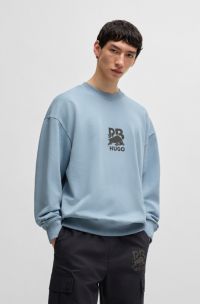 HUGO x RB cotton-terry sweatshirt with carbon stealth logo, Light Blue