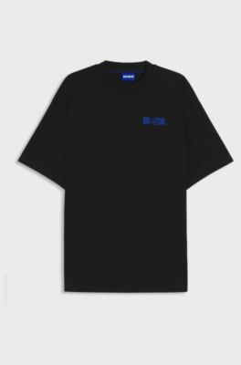 Cotton-jersey T-shirt with puff-print logo, Black