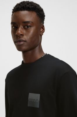 Relaxed-fit T-shirt van katoen met tweedelige logo&rsquo;s, Zwart