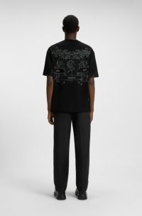 Cotton-jersey T-shirt with collegiate logos, Black