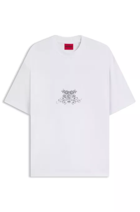 Cotton-jersey T-shirt with collegiate logos