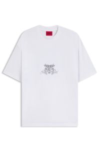Cotton-jersey T-shirt with collegiate logos, White