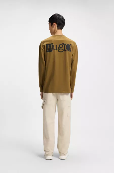 Cotton-jersey T-shirt with puff-print logos