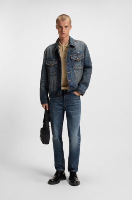 Relaxed-fit polo shirt in cotton with split logo, Beige