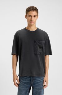 T-shirt en jersey de coton à logo revisité, Noir