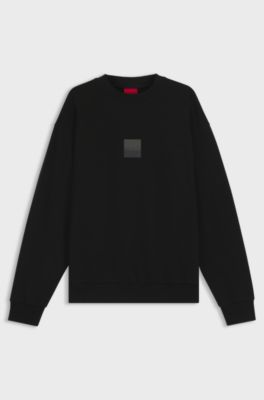 Cotton-terry sweatshirt with split logo, Black