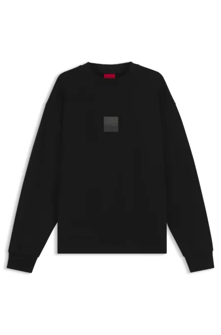 Cotton-terry sweatshirt with split logo