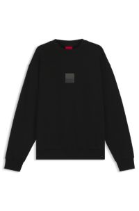 Cotton-terry sweatshirt with split logo, Black
