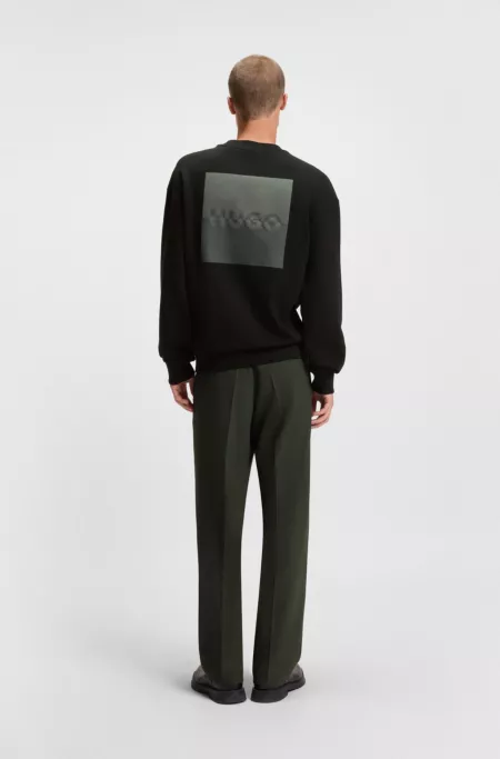 Cotton-terry sweatshirt with split logo
