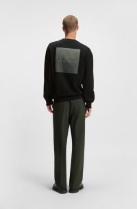 Cotton-terry sweatshirt with split logo, Black