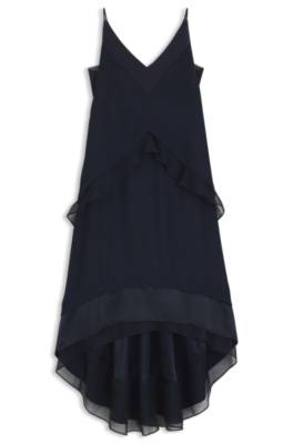 Layered satin dress with silk inserts 1
