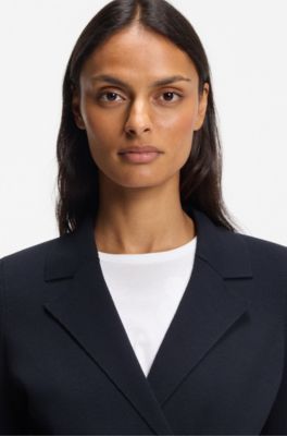 Knitted blazer with asymmetric front zip, Dark Blue