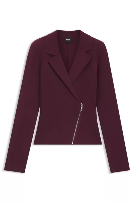 Knitted blazer with asymmetric front zip