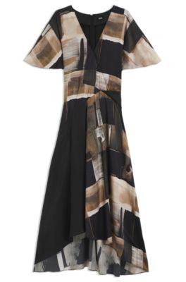 Silk dress with modern print, Patterned