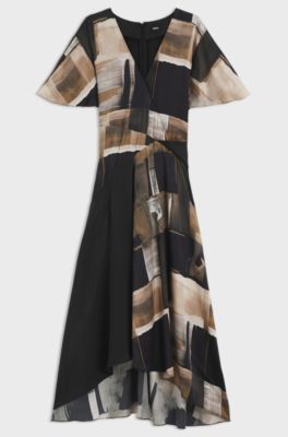 Silk dress with modern print, Patterned