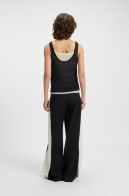 Knitted vest top with layered design, White / Black