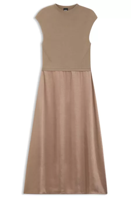 Knitted dress with satin skirt