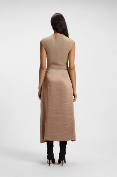 Knitted dress with satin skirt